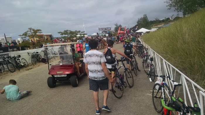 Ironman 70.3 Steelhead Bike Check In Line